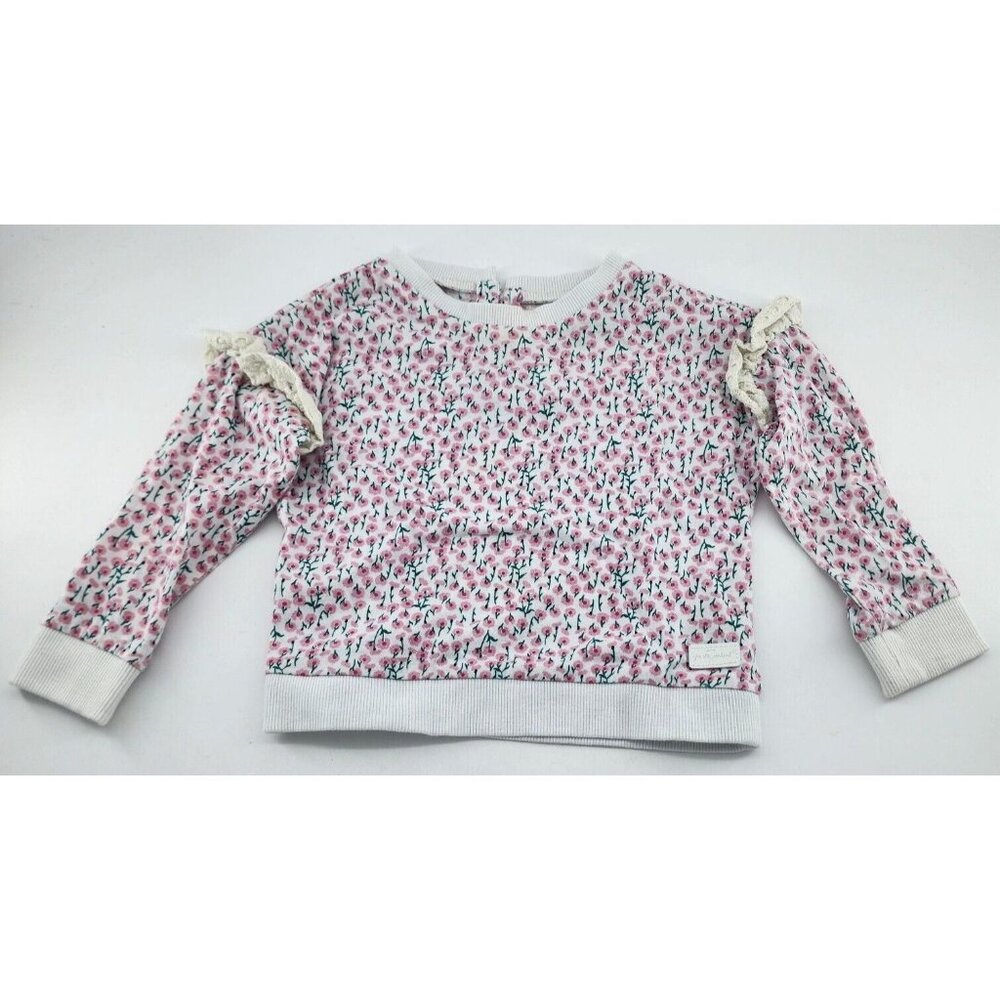7 for All of Mankind Baby Girls Long Sleeve Shirt Ruffle Sleeve Ditsy Floral 24M